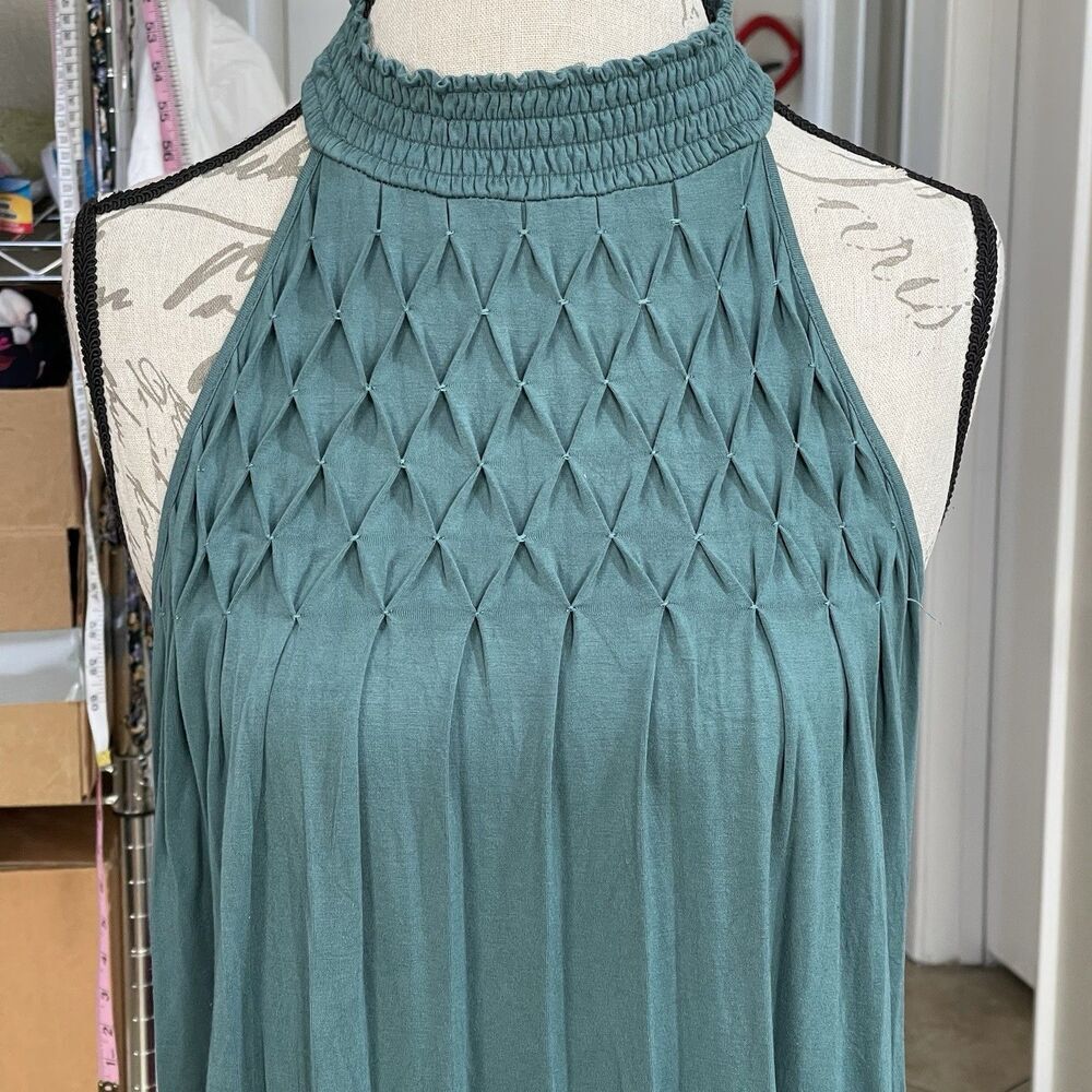 Cable & Gauge Womens Blouse Size Medium Teal Halter Neck Boho Summer Bohemian - Picture 9 of 16